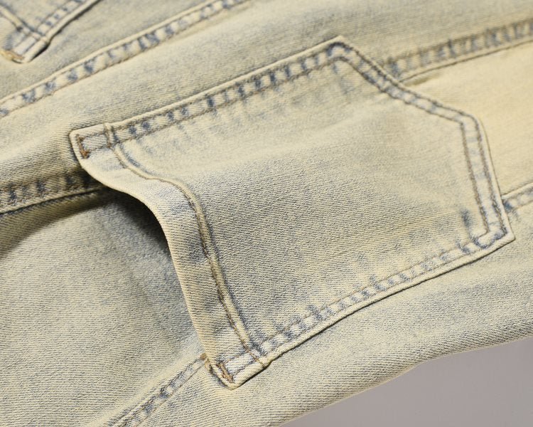 RO Style Wide Leg Patchwork Cargo Pants Jeans Men - BAGMODA