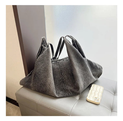Cowboy Chic Large Denim Shoulder Tote - BAGMODA