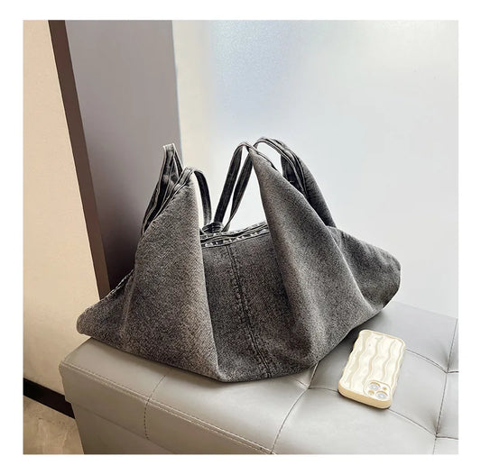 Cowboy Chic Large Denim Shoulder Tote