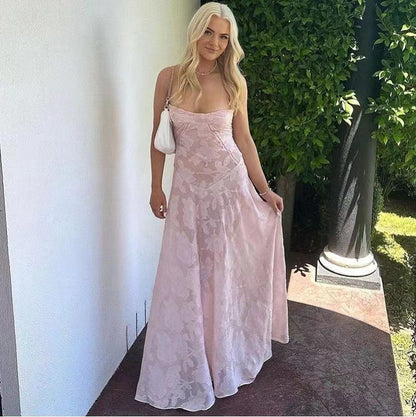 Vestido de verano largo con tirantes y encaje de flores, sexy, con espalda estrecha y cordones, para fiesta, noche y club.