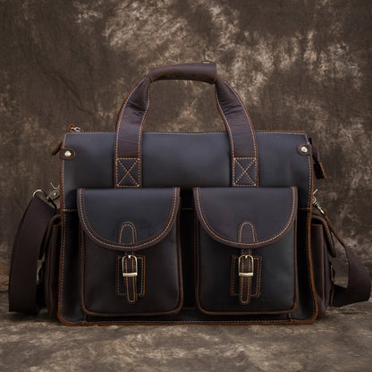 Maletín portátil retro de cuero para hombre