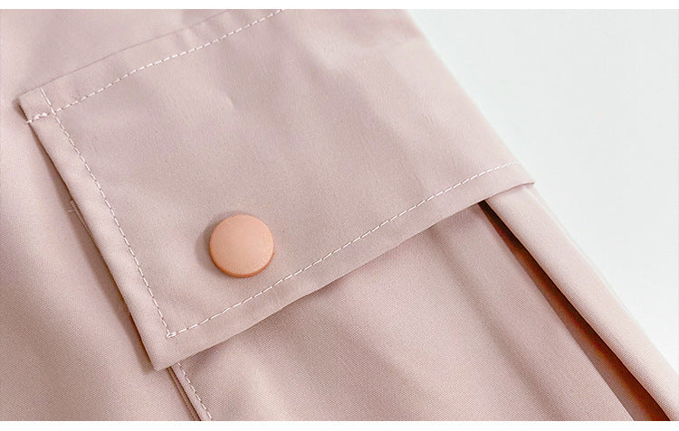 Low-waisted Drawstring Three-dimensional Pocket Work Pants For Women