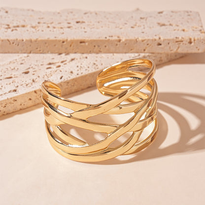 Pulsera geométrica brillante multicapa de moda para mujer