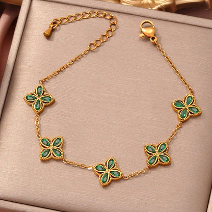 Pulsera de circonitas con incrustaciones de flores pequeñas para mujer