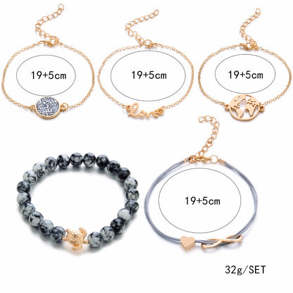 Pulseras con dijes de tortuga bohemias para mujer, conjuntos de pulseras de hilo de color dorado a la moda, joyería para regalos de fiesta 