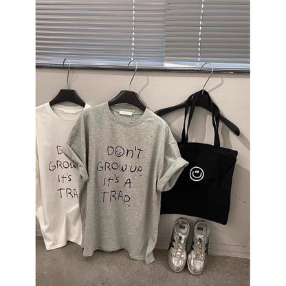 Short Sleeve Cotton Student Summer Wear  Loose Half-Sleeve Top Junior High School and High School Girls T-Shirt - BAGMODA