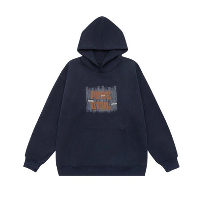 Letter Print Design Unisex Loose Fit Hoodie Sweatshirt - BAGMODA