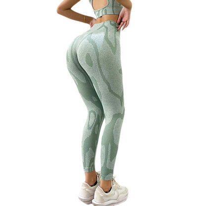 Pantalones deportivos de cintura alta y realce de cadera para mujer, de color, muy elásticos.