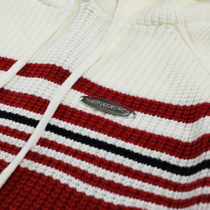 Contrast Color Striped Hooded Sweater Sweater Men