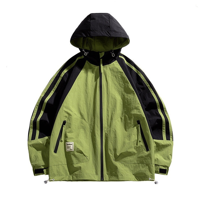 Men's Fashion Colorblock Hooded Jacket