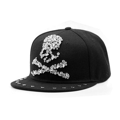 Sombrero estilo Harajuku europeo y americano con remaches de calavera cruzada