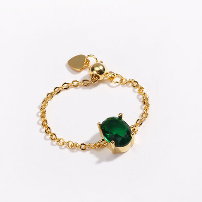 Nuevo anillo elástico ovalado de oro bañado en cobre para mujer