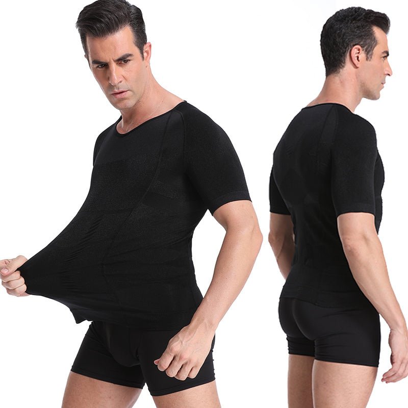 140D Men's Vest Shapewear Men Body Toning T-Shirt Slimming Body Shaper Corrective Posture Belly Control Compression Man Modeling Underwear Corset - BAGMODA