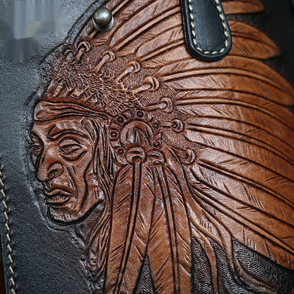 Cartera de piel de vaca de primera capa con bolsa de tela rica personalizada
