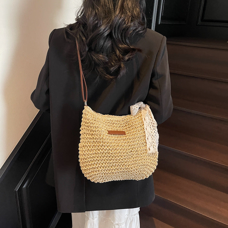 Woven Hollowed Shoulder Bag