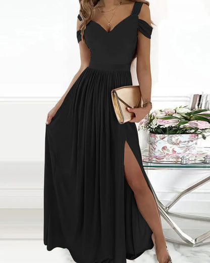 Vestido bohemio con escote en V y tirantes finos para mujer, largo y fluido, para fiesta en la playa