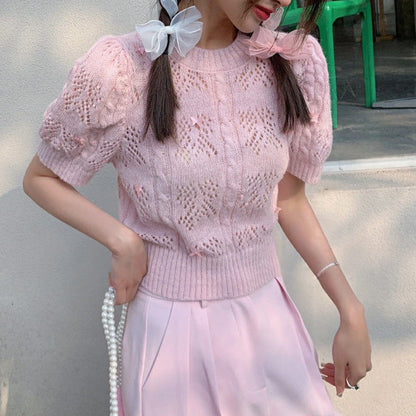 Ropa de verano para mujer, jersey rosa de manga corta