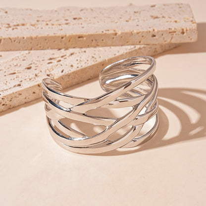 Pulsera geométrica brillante multicapa de moda para mujer