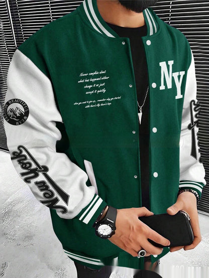 Chaqueta de béisbol tipo cárdigan para hombre