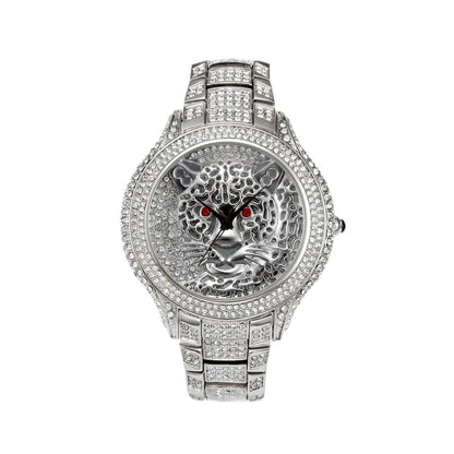 Personalisierte Leopard Diamant Quarz Damenuhr
