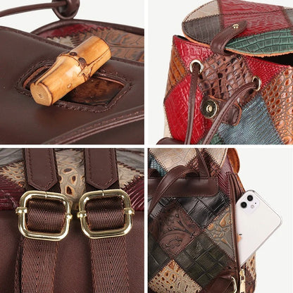 Damen-Rucksack aus Leder mit Kordelzug