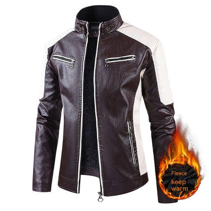Europäische Größe Herbst Und Winter Freizeit Leder herren Mantel Fleece-gefüttert