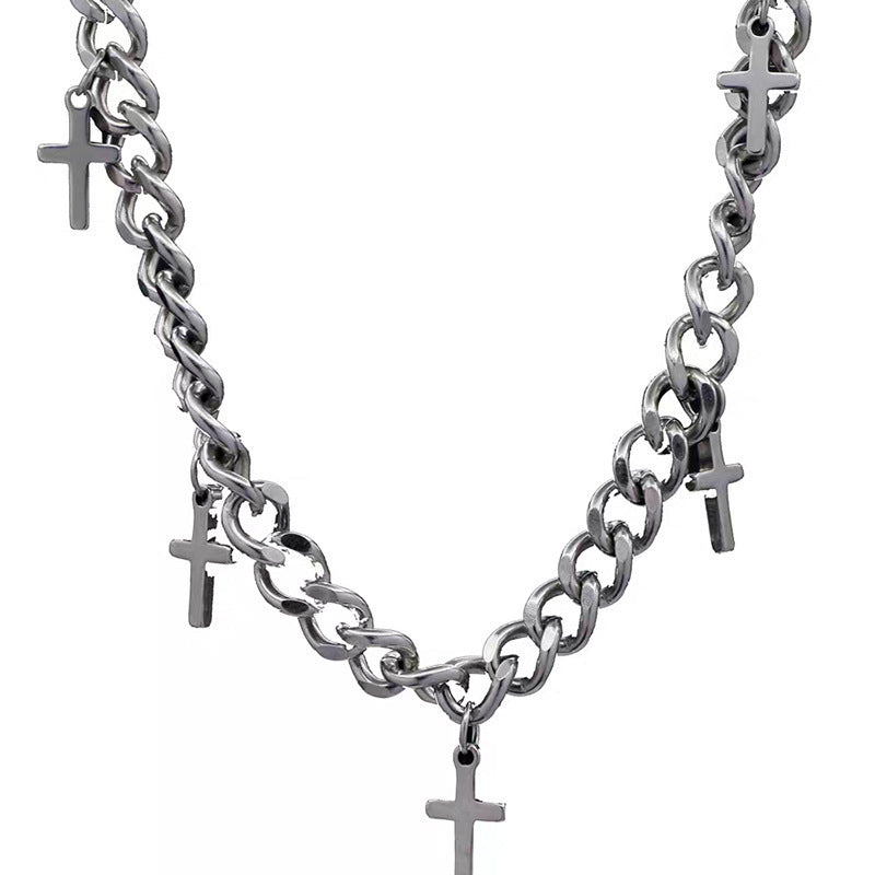 Europäische und amerikanische Mode für Herren, modisches Design, Schlüsselbeinkette, kalter Stil, einfache Hip-Hop-Kreuz-Halskette