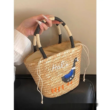 Bolso de hombro para mujer con cesta de verduras tejida a mano
