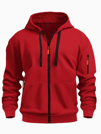 Sudadera con capucha y cremallera para hombre, estilo deportivo, informal, tipo cárdigan