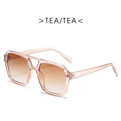 Gafas de sol cuadradas de doble haz con personalidad retro para hombres y mujeres