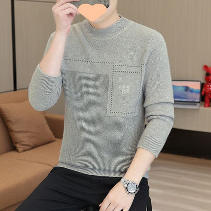 Men's Half-high Collar Sweater Autumn And Winter Mink Fur Thickened Mid Collar Warm