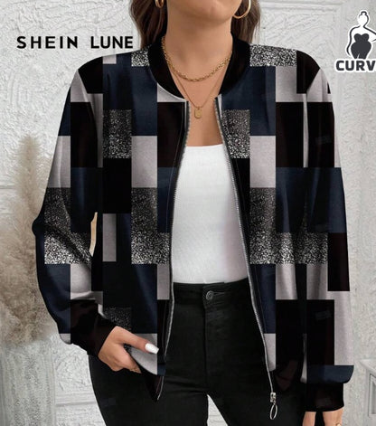 Minimalistisch lässige bedruckte Damenjacke