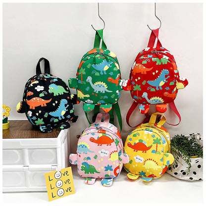 Bonita mochila infantil con diseño de dinosaurio de dibujos animados.