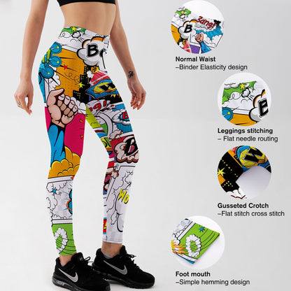 Bedruckte Anime-Leggings für Damen, schmale Passform, Trainingshose für Füße