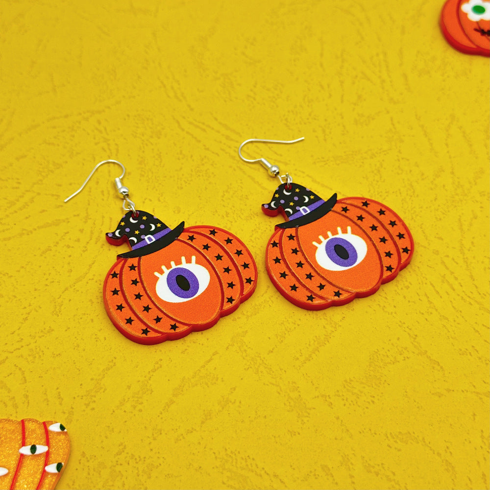 Halloween Day Ornament Colorful Ghost Eyes Funny Acrylic Earrings For Women