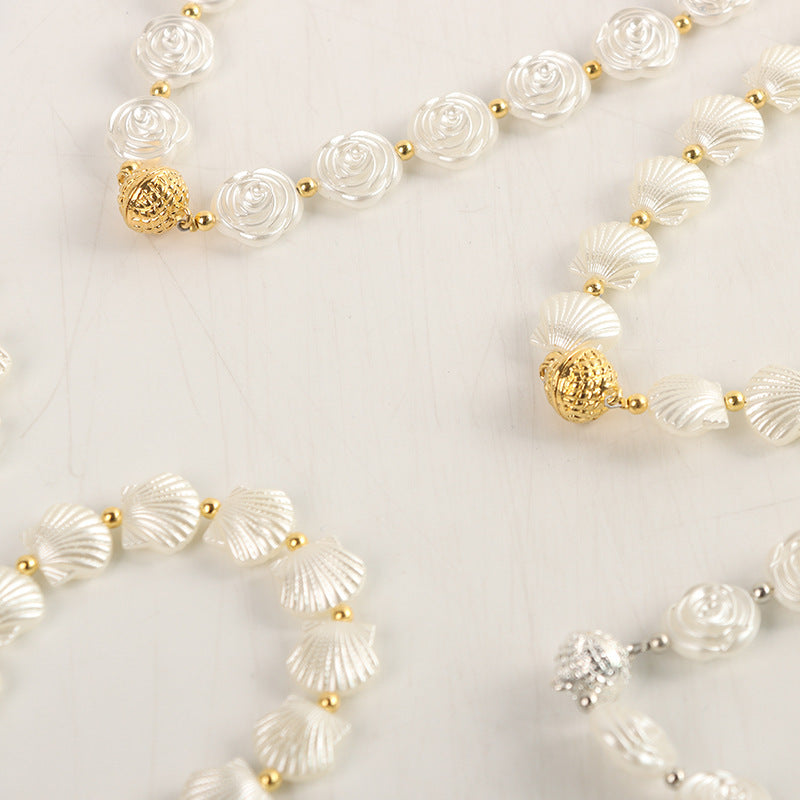 Gold And Silver Pearl Chain Magnetic Snap Bracelet Magnetic Snap