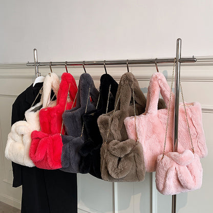 Wintertaschen Kette Plüsch Totes Bag