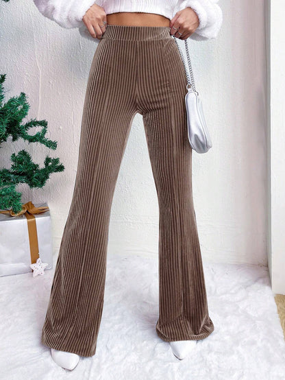 Hohe Taille Lamp Wick Cord Schlaghose Weites Bein Damen