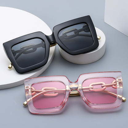 Gafas de sol con cadena cuadrada, gafas de sol retro personalizadas, gafas de sol de moda para mujer