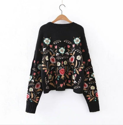 Frauen Pullover Mode Floral Stickerei Pullover Streetwear Pullover 