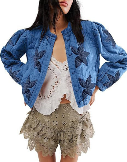 Gewaschene Baumwolle Ahornblatt befestigt Tuch bestickt Damen Mantel Baumwolle gefütterte Jacke
