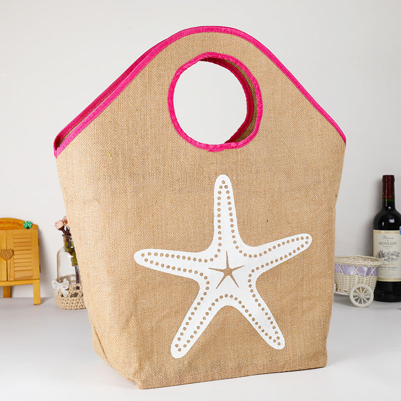 Super Large Beach Bag Waterproof Rubberized Coarse jute bag shopping portable linen bag