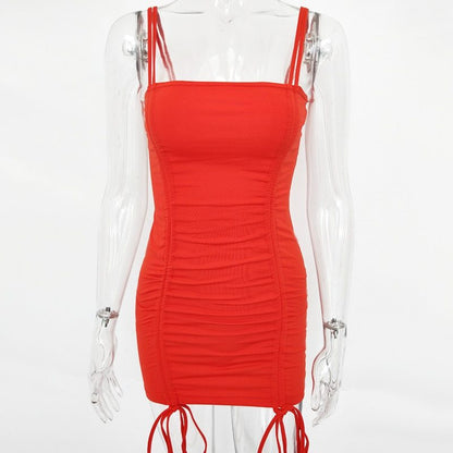Articat - Vestido de verano sexy con tirantes finos y espalda descubierta para mujer, vestido de fiesta ajustado sin tirantes y minivestido para club