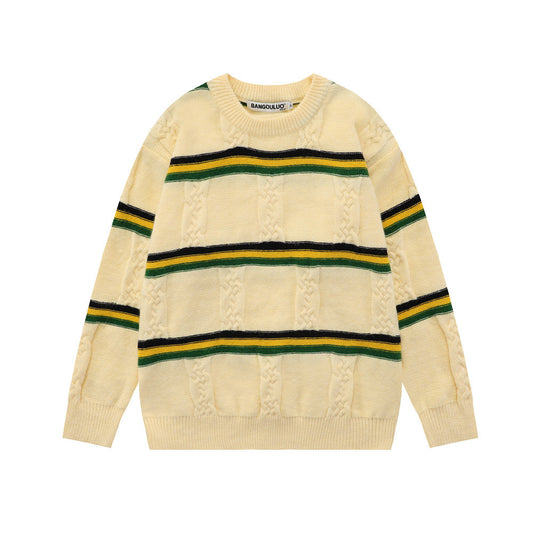 Sweaterstriped Sweater Men's Trendy Loose All Match Base