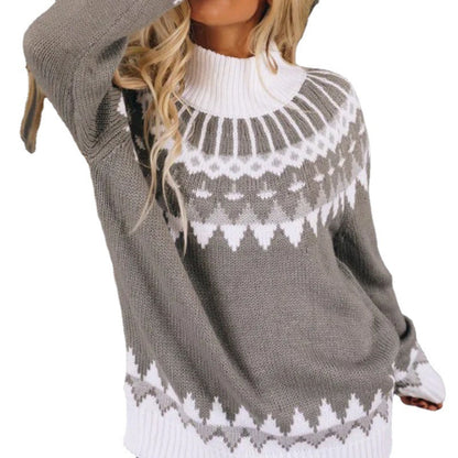 Neue Strickwaren für Damen mit hohem Halsausschnitt und lockerem Pullover