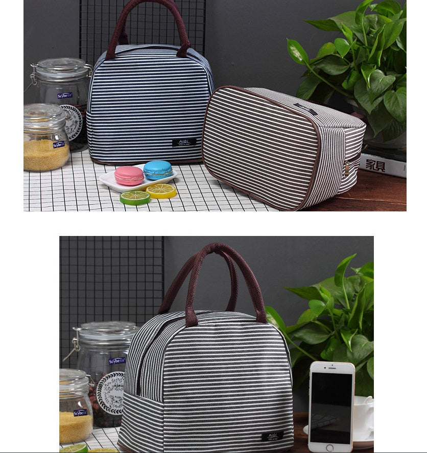 New Oxford cloth striped large insulation lunch bag portable breast milk preservation package insulation camping lunch box package wholesale