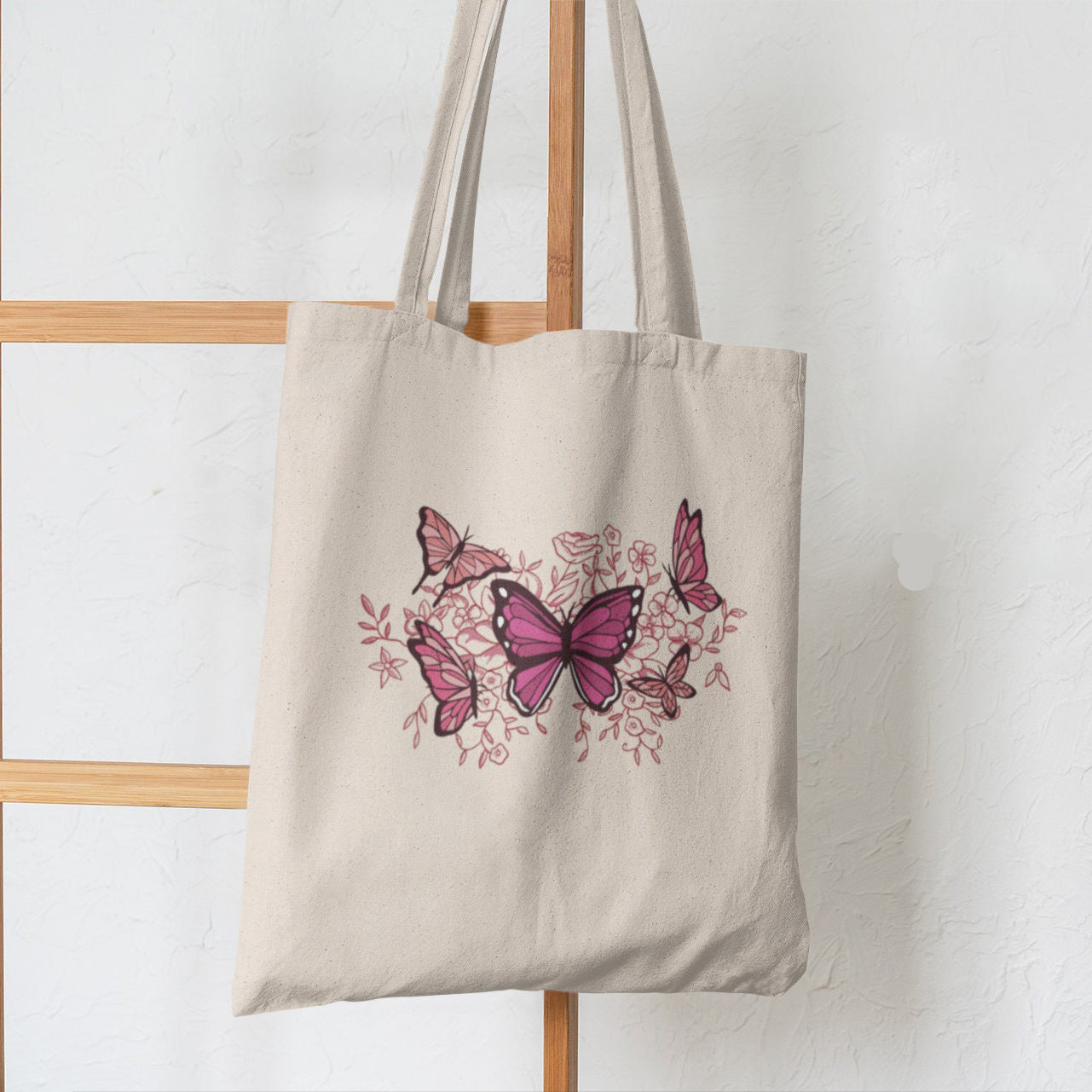 Butterfly Mushroom Printed Canvas Bag Shoulder Bag