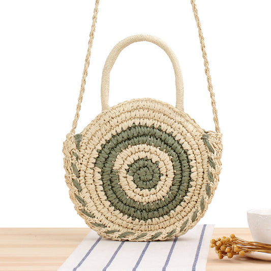 Bolso bandolera de playa redondo de paja tejida