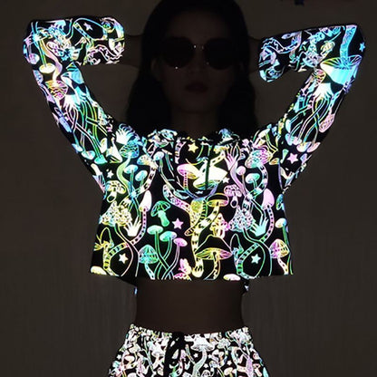 Neue Pilz Reflektierende Hoodies Frauen