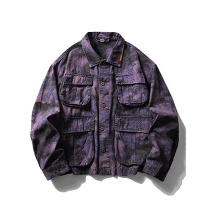 Chaqueta de trabajo con estampado de camuflaje tie-dye para hombre